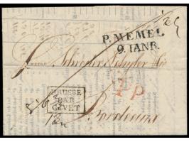 L2  P. Memel / 9. Ianr.  auf Faltbrief mit komplettem Inhalt  aus Riga  vom 5.1.1819 nach Bordeaux, roter L1 PP und R1 PPPP, 