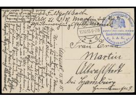 Stempel  Memel d  13.10.15 und seltener Briefstempel  Ueberwachungsstelle Memel des stellv. Generalkommandos I. A. K, Königsb