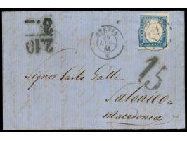 Sardinien   20 C. (links Markenbild angeschnitten) auf Faltbriefhülle (Ober- und Unterklappe fehlend) mit Stempel  Spezia  24