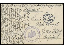 Feldpostkarte (Ansichtskarte Goldap am Markt - Nach der Russenvertreibung aus Ostpreußen 1915) mit Stempel  Tilsit 1  30.1.16