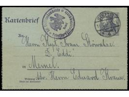 Ganzsachen-Kartenbrief 15 Pf. mit Stempel  Stettin 1  11.3.18 an den Kapitän des  Dampfers Eddi  in Memel, seltener viol. Zen