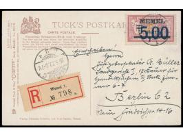 Einzelfrankatur 5,00 M. auf Tuck's Ansichtskarte "Ostseebad Schwarzort, Blick vom Evaberge" als  Einschreiben  nach Berlin, S