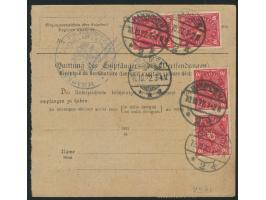 Paketkarte  mit Dt. Reich 8 x 10 M. von Hannover 2 10.10.22 nach Memel, Z2 Zollamtlich geprüft, rückseitig Dienstsiegel Pr. H