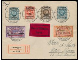 Auslands-Eilboten-Einschreibbrief in die Schweiz, Gesamtfrankatur 630 M., Stempel  Lankuppen / Memelgebiet  26.2.23, Ankunfts