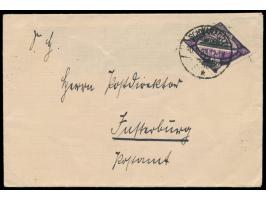 Litauen-Sondermarke &nbsp;25 C. anlässlich der Vereinigung Memels mit Litauen auf Brief nach Insterburg, deutscher Gitterstem