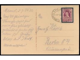 Bahnpost-Ovalstempel &nbsp;Klaipeda - iauliai Pasto Vag. N. 6 8.6.32 auf Ansichtskarte &quot;Memel - Blick von der Karlsbrüc