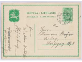 Litauen-Ganzsache  15 C. Wappen mit Krone (1934) aus Heydekrug mit Stempel  Silute  2.12.35 zum Inlandstarif nach Leipzig, Be