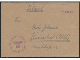 Feldpostbrief mit viol. Datum-Z1 29. Mai 1941 als Aufgabestempel und Briefstempel Dienststelle Feldpostnummer 14942 = Bau-Kol