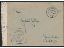 Feldpostbrief mit Stempel &nbsp;Memel 1 &nbsp;3.12.42 nach Coswig, Absender und Briefstempel Kommando Feldpost-Nr. M 06996 = 