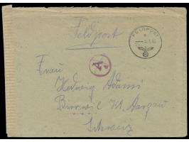 Seebrückenkopf Memel, &nbsp;seltener &nbsp;Auslands-Feldpostbrief in die Schweiz &nbsp;(Namensgleichheit von Absender und Emp