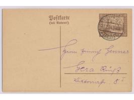 Ganzsachen-Doppelkarte 15 C.  "Förderseilbahn" mit Stempel Dillingen (Saar) 20.2.24 nach Gera, Bedarf, Antwortteil hängt unge