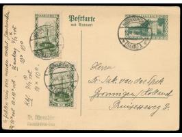 Ganzsachen-Doppelkarte 30 C. mit Zusatzfrankatur 2 x 30 C. als  Auslandskarte  nach Holland, Stempel Neunkirchen (Saar) 1 19.