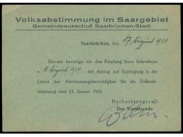 Absenderfreistempel   der Stadtverwaltung Saarbrücken,  Saarbrücken 3 (St. Johann)  18.8.34 auf Drucksachenkarte  "Volksabsti