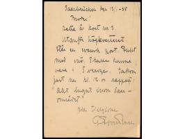 schwedische  Militärpost-Ganzsache  mit Saar-Marke 90 C. als Auslandskarte  nach Italien,  Maschinenstempel Saarbrücken 2 13.