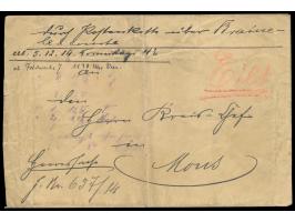 Brief "Heeressache" mit rückseitigem Dienstsiegel "Landst. Inf. Ersatz Batl. XV. A.K." an den Kreischef in Mons, handschriftl