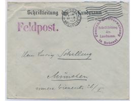 Brief mit vorderseitigem Absendereindruck und Briefstempel Deutsche Zivilverwaltung in Brüssel / &nbsp;Schriftleitung des Lan