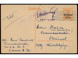 Brüssel-Militärjustiz: &nbsp;Ganzsache 8 C. mit Maschinenstempel Brüssel 17.10.17 als Ortskarte, Absender &quot;... Kommandan