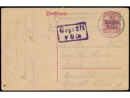 Ganzsache 10 C. mit Stempel &nbsp;La Louviere 2 &nbsp;&nbsp;(Belgien) &nbsp;12.8.18 als belgische Zivilpost ins Etappengebiet