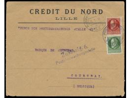 Bayern  5 Pf. und 15 Pf. auf unverschlossenem Brief der "Credit du Nord" nach Courtrai, Leitvermerk "Durch die Postüberwachun