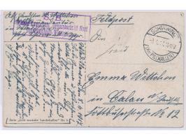 Feldpostkarte mit Stempel  Schirwindt (Kr. Pillkallen)  8.6.17, seltener Briefstempel  S. B. / Njemen-Kommando, Grenzabschnit
