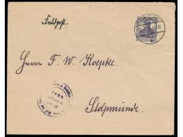 Dt. Reich 15 Pf. (oben Markenheftchenschnitt) auf Brief mit Stempel  Deutsche Feldpost   12.3.18 nach Stolpmünde, handschrift