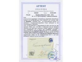 Dt. Reich 20 Pf. mit Firmenlochung "W B" auf Brief der Wurzener Bank an die Commerzbank in Warschau, Stempel Wurzen 8.10.15, 