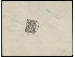 2 x 10 Pf. (MiNr. 86) mit Firmenlochung auf Brief der "Bank für Handel und Industrie" mit Stempel Berlin 5.11.15 nach Warscha