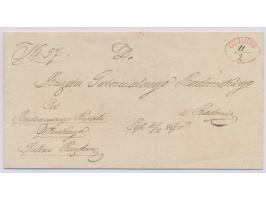 Königreich Polen,  roter Ovalstempel  Olkusz /  mit handschriftlichem Datum 11.2.(1847) auf Dienst-Faltbriefhülle nach Radom,