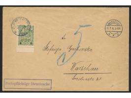 unfrankierter Orts-Dienstbrief "Portopflichtige Dienstsache" mit rückseitigem Briefstempel  "Kais. Deutsch. Gouvernement Wars