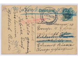 Ganzsache 5 Pf. mit Stempel  Kolo  1.3.16 an einen Polen in der Kriegsgefangen-Arbeiterabteilung  Donersmarkhütte  über Krieg