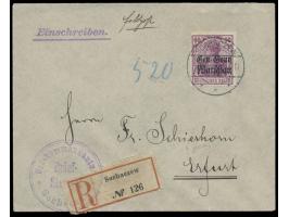 Einzelfrankatur 60 Pf. auf  Einschreibbrief  mit Stempel  Sochaczew  8.12.17 nach Erfurt, Briefstempel Ortskommandantur Socha
