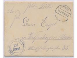 Feldpostbrief mit aptiertem Stempel  K. D. Feldpost ...  14.2.18 und Briefstempel  Kriegsgef. Sammellager Balaccanul  nach De