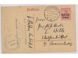 Ganzsache 10 Bani mit Stempel &nbsp;Deutsche Feldpost &nbsp;4.3.18 nach Wolfenbüttel, Briefstempel und Absenderstempel &quot;