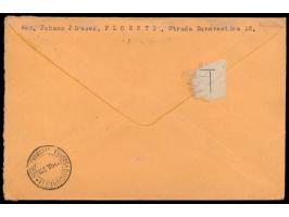 10 x 5 Bani mit Walzendruck-Oberrändern bzw. Eckrändern (komplette 1. Bogenreihe) auf &nbsp;Einschreibbrief &nbsp;mit Stempel