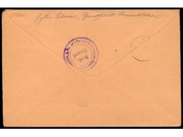 10 Bani als waagerechter  Eckrand-Fünferstreifen  links unten (Plattendruck) mit Zwangszuschlagsmarke 5 Bani auf  Einschreibb