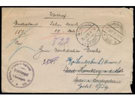 Stempel  Deutsche Feldpost 886 b  22.10.18 4-5 N. (XXVII. Reserve-Korps in Kiew) auf Wertbrief mit Wertangabe 10 M. nach Bad 