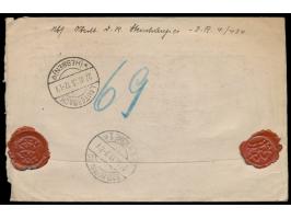 Stempel  Deutsche Feldpost 886 b  22.10.18 4-5 N. (XXVII. Reserve-Korps in Kiew) auf Wertbrief mit Wertangabe 10 M. nach Bad 