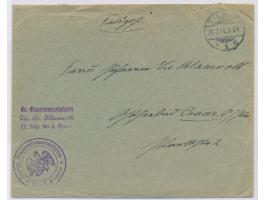 Feldpostbrief mit Stempel &nbsp;Tilsit 1 &nbsp;31.7.16, Briefstempel &nbsp;Evangl. Etappenlazarettpfarrer der 8. Armee &nbsp;