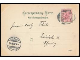 mehrfarbige Sechsbild-Litho-Ansichtskarte  "Gruss aus Przemysl" , Frankatur Österreich 5 Kr., Stempel Przemysl 22.4.98, in di