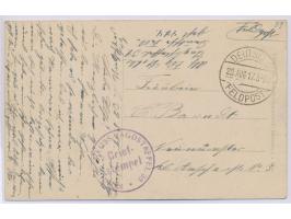 Stempel Deutsche Feldpost 22.8.17 und Briefstempel Königl. Preuss. &nbsp;Jagdstaffel 39 &nbsp;auf Feldpostkarte nach Neumünst