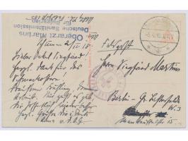 Tarnstempel Deutsche Feldpost 5.4.18 auf Ansichtskarte aus Schumen nach Berlin, Absenderstempel "Oberarzt Martins,  Deutsche 