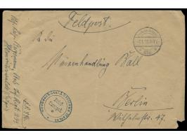 Grenzschutz Ost,  Stempel  Deutsche Feldpost 876 b  7.1.20 und Briefstempel  Grenzschutz-Abteilung Memel  auf Feldpostbrief m