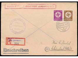 Stempel DDP Alpenvorland  Riva a  30.6.44 auf  Einschreibbrief  mit Dienstmarken-Frankatur 3 Pf. und 40 Pf. nach Schönebeck, 