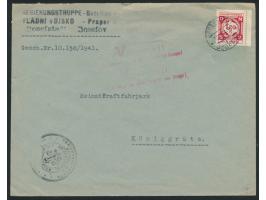 Dienstmarke 1,20 K. auf Brief der Regierungstruppe Bataillon 7 mit Dienststempel , Stempel Josefstadt 17.9.41 nach Königgrätz