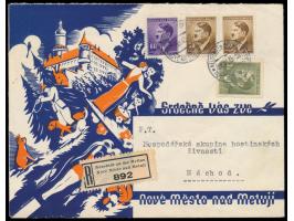 dekorativer  Reklameumschlag "Hotel Rambousek",  Frankatur 2 x 30 H., 60 H. und 3 K., Stempel  Neustadt an der Mettau  25.3.4