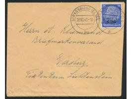 Einzelfrankatur 25 Pf. auf Auslandsbrief mit Stempel &nbsp;Strassburg (Els) 4 &nbsp;28.10.40 &nbsp;nach Vaduz / Liechtenstein