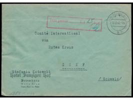 Auslandsbrief mit Stempel &nbsp;Bromberg 1 &nbsp;10.8 40 und rotem R2 &nbsp;Taxe percue ... RM ... Rpf. / ... &nbsp;in die Sc