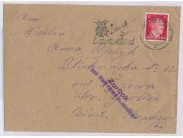 Brief mit 12 Pf. von  Braunschweig  31.7.44  nach Wysowa über Gorlice  (Distrikt Galizien), wegen des sowjetischen Vormarsche