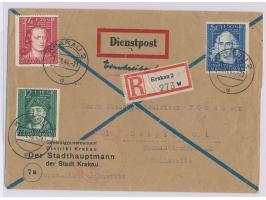 Kulturträger 1944:  12  Gr., 24 Gr. und 50 Gr. auf Dienstpost-Vordruckumschlag mit Absender "... Der Stadthauptmann der Stadt
