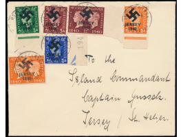 Jersey, &nbsp;Brief an den Insel-Kommandanten Hauptmann Grussek, frankiert mit 6 Großbritannienmarken (Georg 1/2 d, 1 1/2 d, 